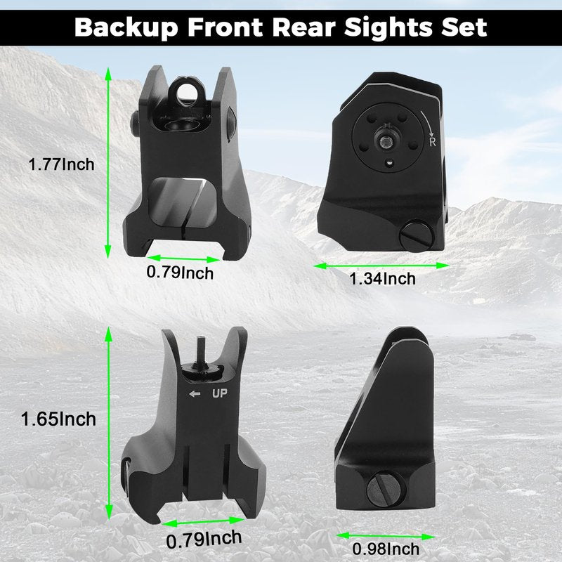 TFFUAM Tactical Fixed Front Rear Iron Sight Combo Set Rapid Transition Backup Sights for Picatinny Weaver Rail Mount Black