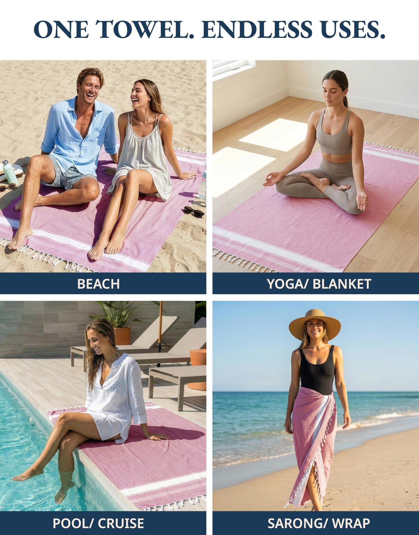 Lane Linen Beach Towels 12 Pack - Oversized & Pre-Washed Large Beach Towel Set - Stylish Pool Towels For Adults, Quick Dry, Soft & Lightweight Lightweight Travel Towel Pack, 39"x71" - Seaside Symphony