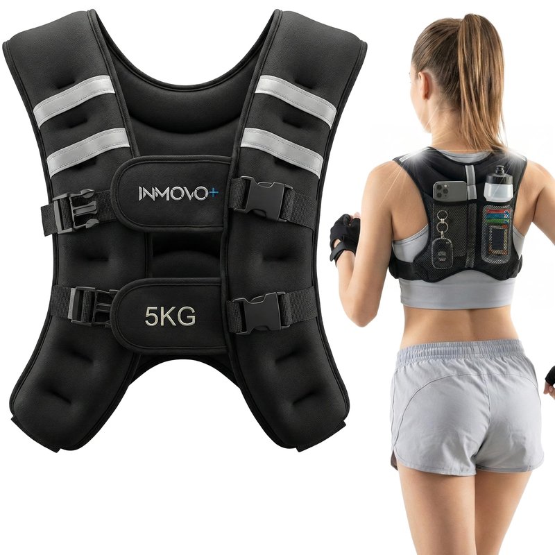 Weighted Vest for Women 10 LB (5kg) – Fixed Weight Training Vest for Women Men, Adjustable Straps, Odor-Resistant Neoprene, Large Back Pocket for Running, Strength Training & Weight Loss