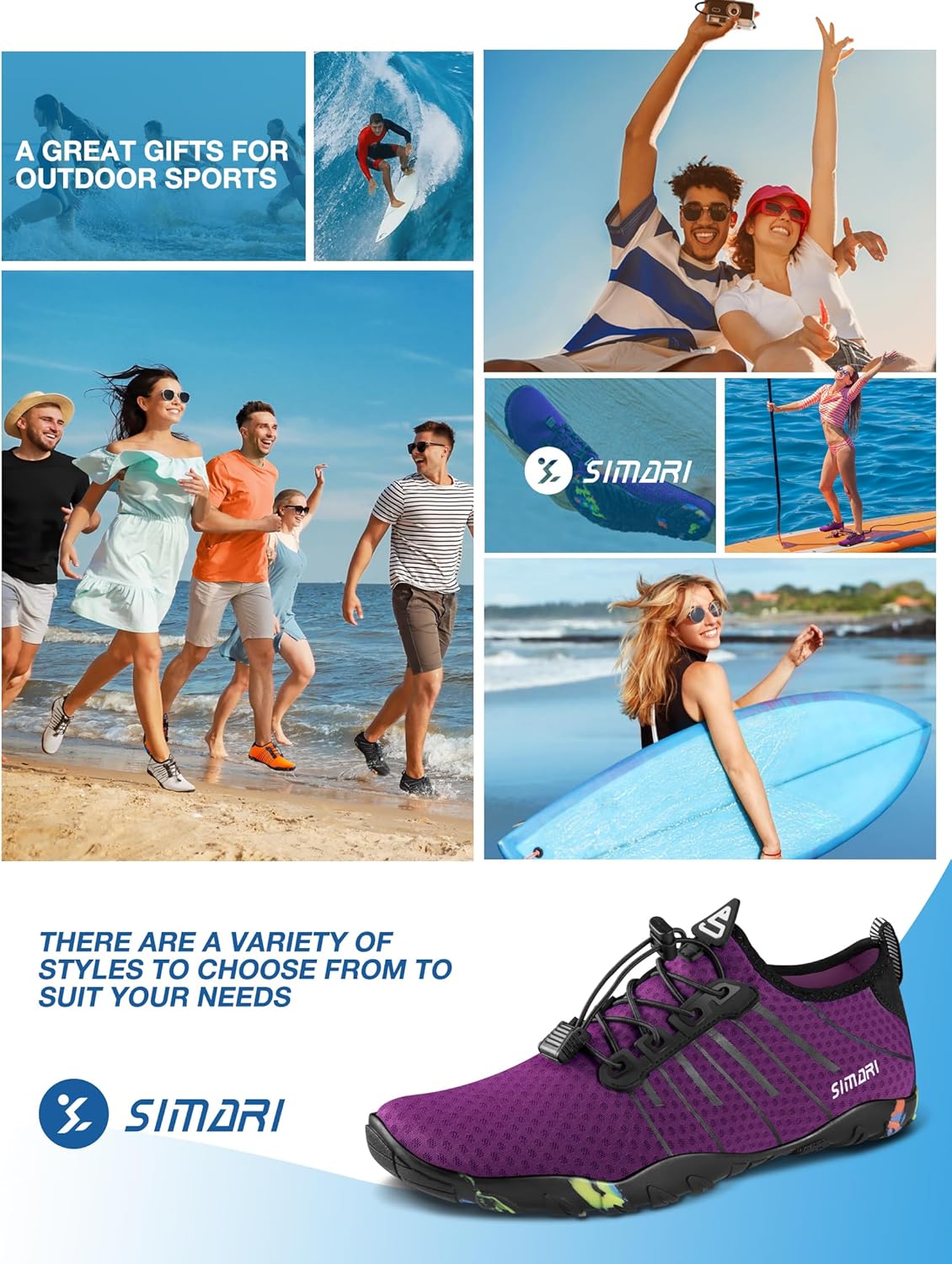 Water Shoes for Men & Women - Quick-Dry Barefoot Aqua Socks | Lightweight Non-Slip Swim Shoes for Beach & Water Sports