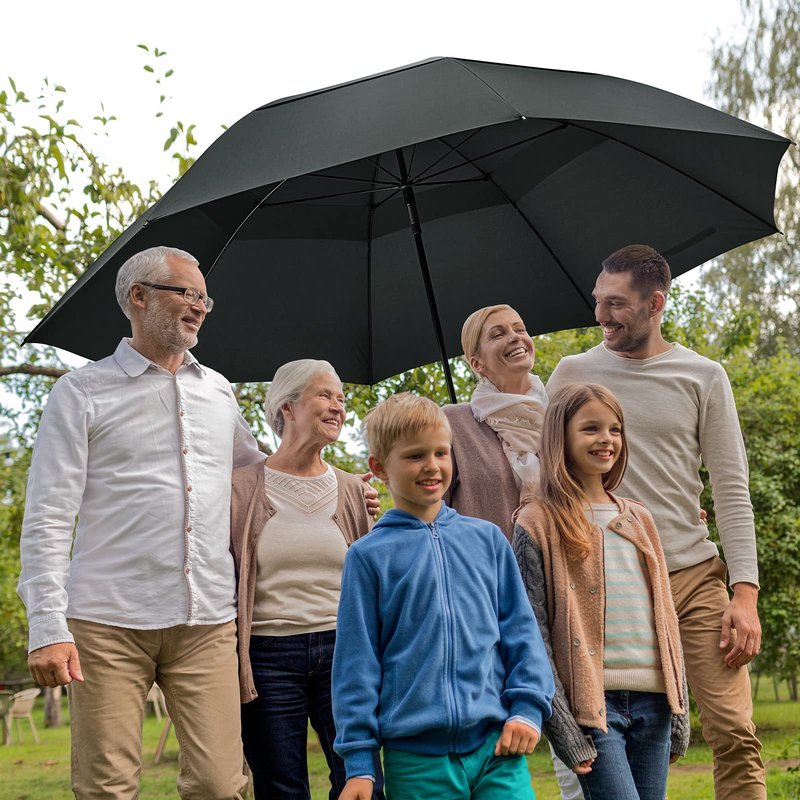 G4Free 80 Inch Huge Large Oversize Golf Umbrella Double Canopy Vented Windproof Stick Umbrellas, 6.6 Ft Heavy Duty Outdoor Doorman Umbrella Family Umbrella(Black)