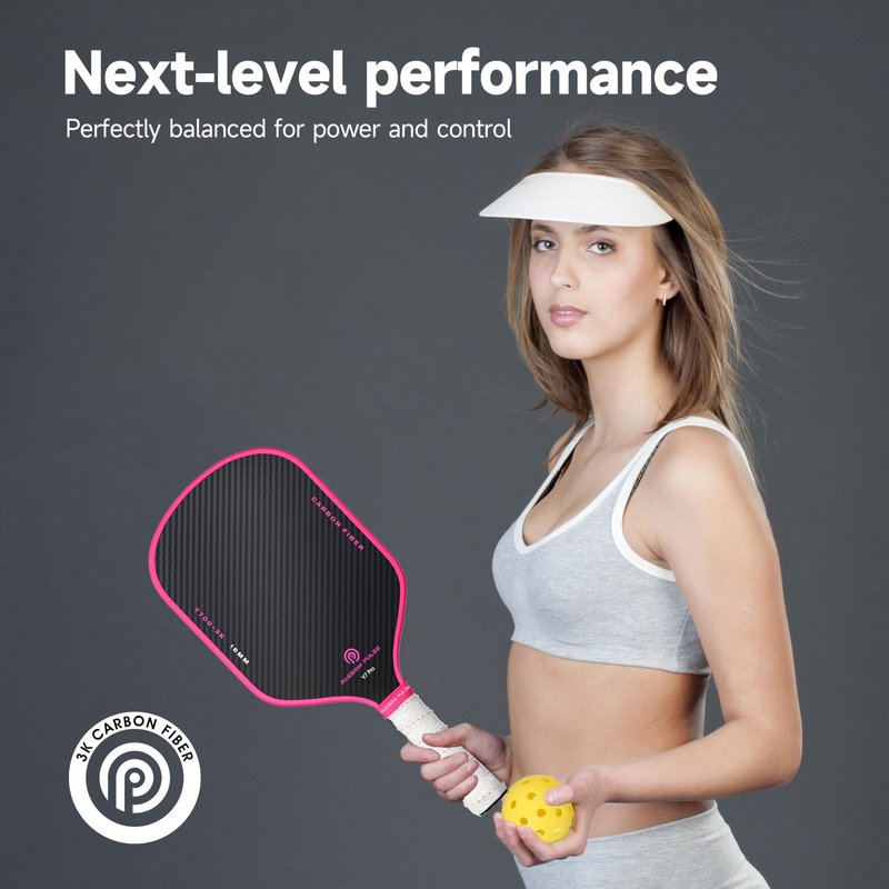 V7 Pro Pink Carbon Fiber Pickleball Paddle for Women – 3K Surface, 16mm Core, 3D Handle, Edge Guard – Lightweight Pickleball Paddle for All Skill Levels by Passion Pulse