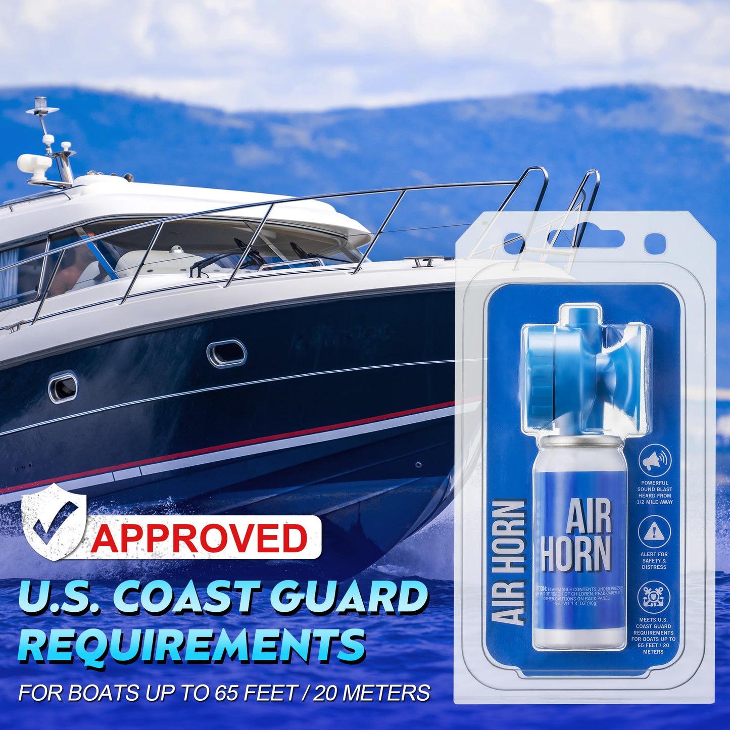 Saillong 6 Pack 1.4oz Marine Boat Air Horn, Loud Air Horns for Safety, Mini Small Blow Fog Bear Horn, Meet Coast Guard, Emergency Use for Marine Boating Sporting Events Outdoor Alarm