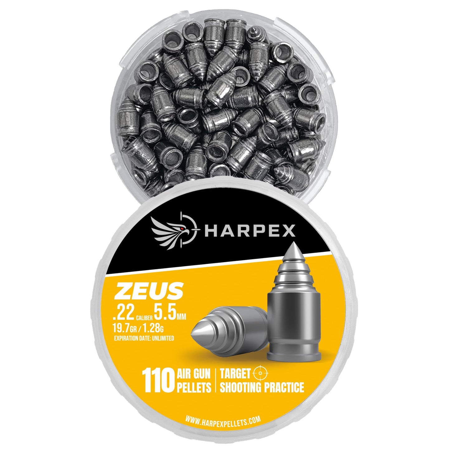 Harpex Zeus .22 Cal Airgun Pellets – 19.7 Grain Pointed Design – High Accuracy – Premium Lead Pellets for Target Shooting, Consistent Performance – Reliable Quality (110 Count)