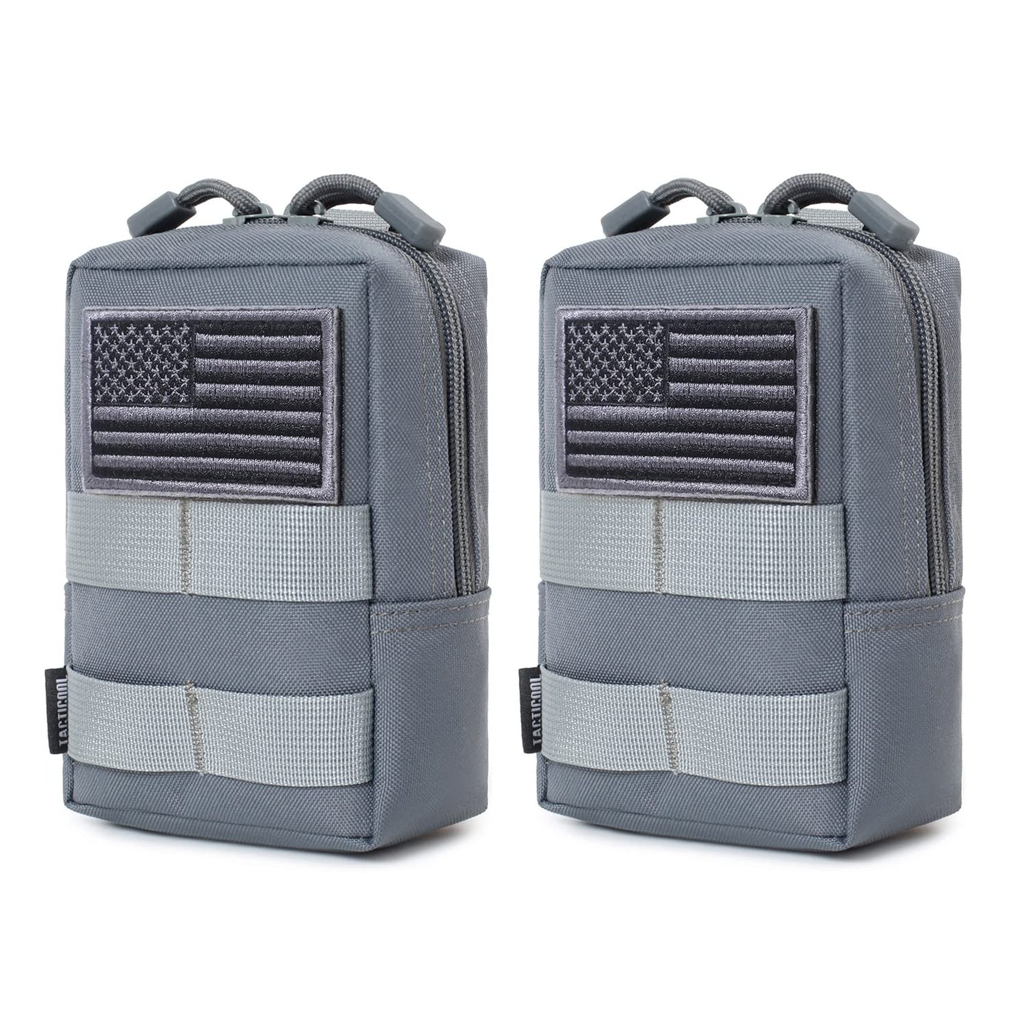 2 Pack Molle Pouches - Tactical Compact Water-Resistant EDC Pouch (Gray)