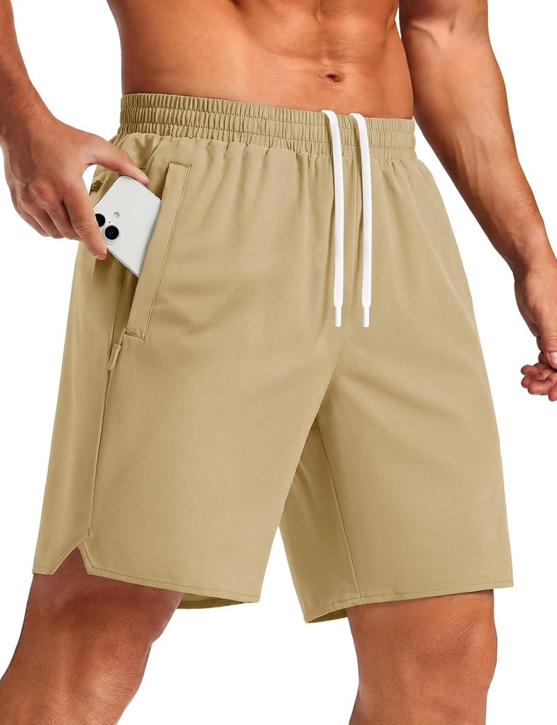 Men's Athletic Workout Shorts - Quick Dry Gym Running Shorts with Zipper Pockets | 7" Casual Hiking Shorts