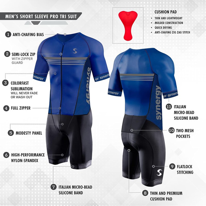 Men's Triathlon Tri Suit - Pro Short Sleeve Performance Trisuit for Optimal Comfort & Speed