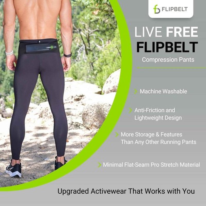 FlipBelt Men's Thermal Compression Pants - Black - S