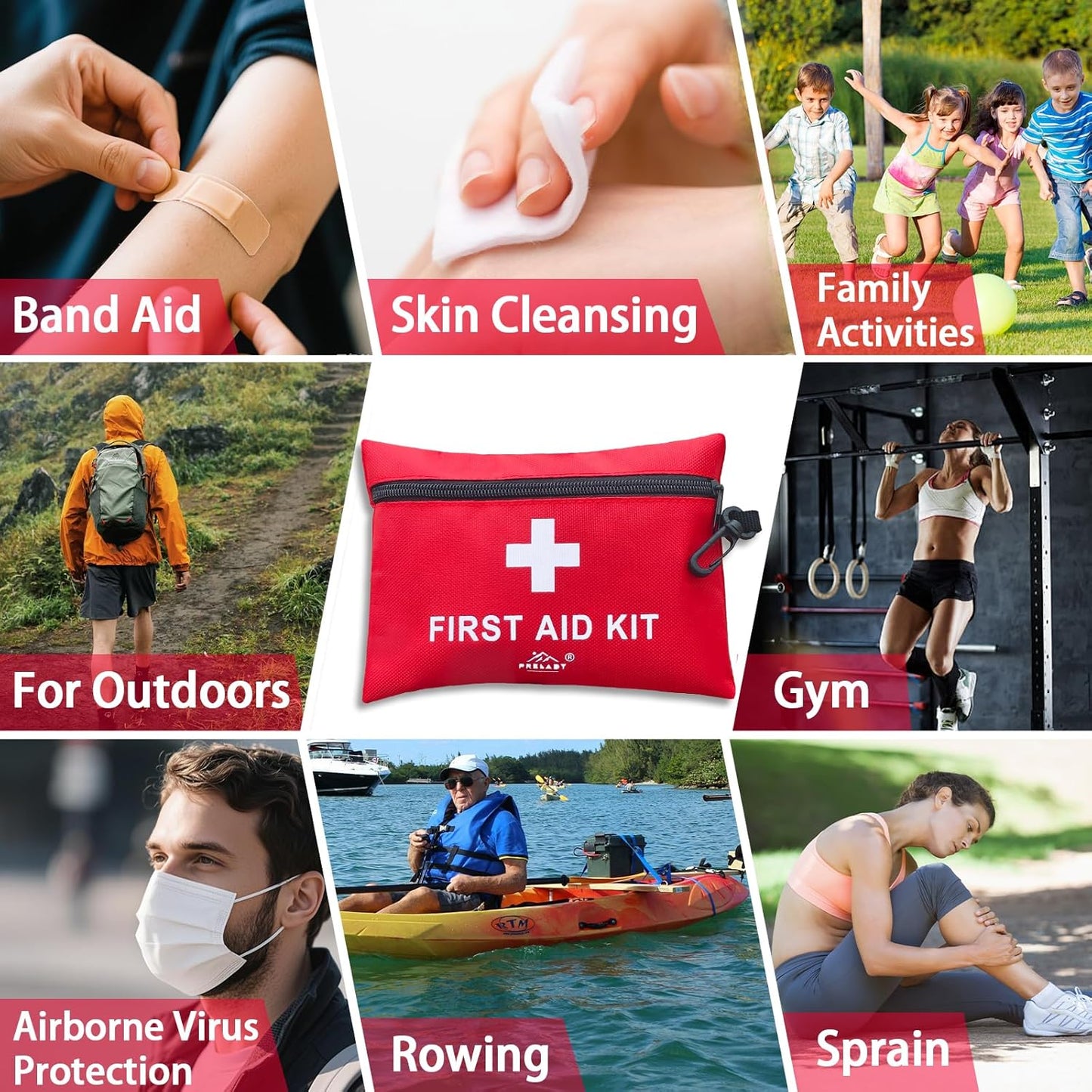 Travel Size First Aid Kit - 152 Pieces, TSA Approved Mini Med Kit for Home, Car, Camping, Sports & Office