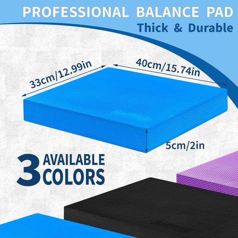 OiZenhio Professional Foam Balance Pad 15.8 x 13.2 x 2 inch, Large Balance Pads for Physical Therapy, Foam Balance Board for Rehabilitation Stability Workout Knee and Ankle Exercise Strength Training