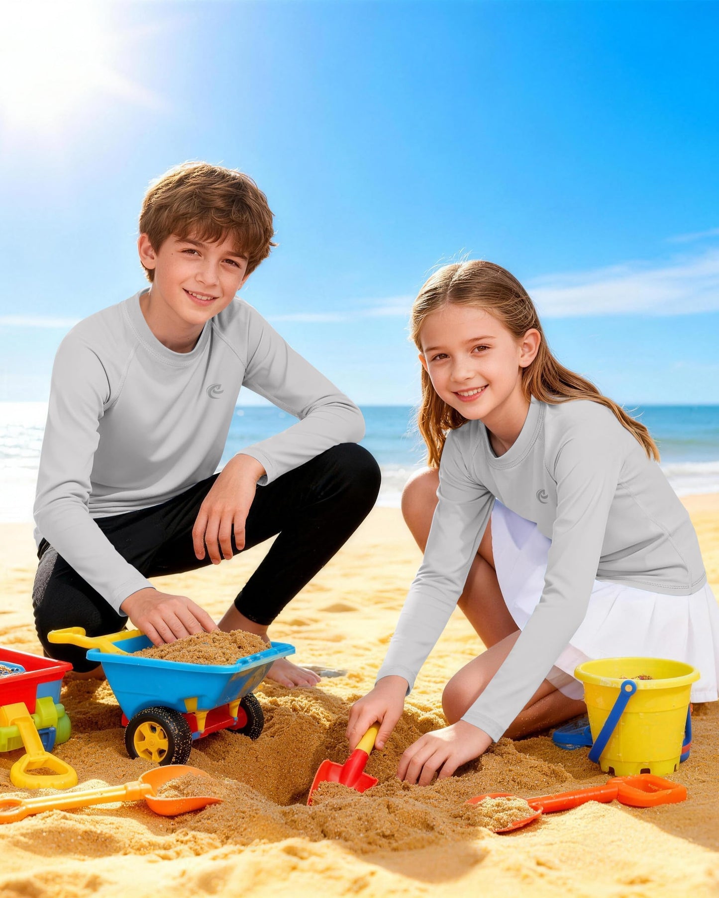Boys UPF 50+ Swim Shirt Long Sleeve, 1 or 2 Pack UV Sun Protection Rash Guard, Youth Kids SPF Water Shirts for Beach Surf