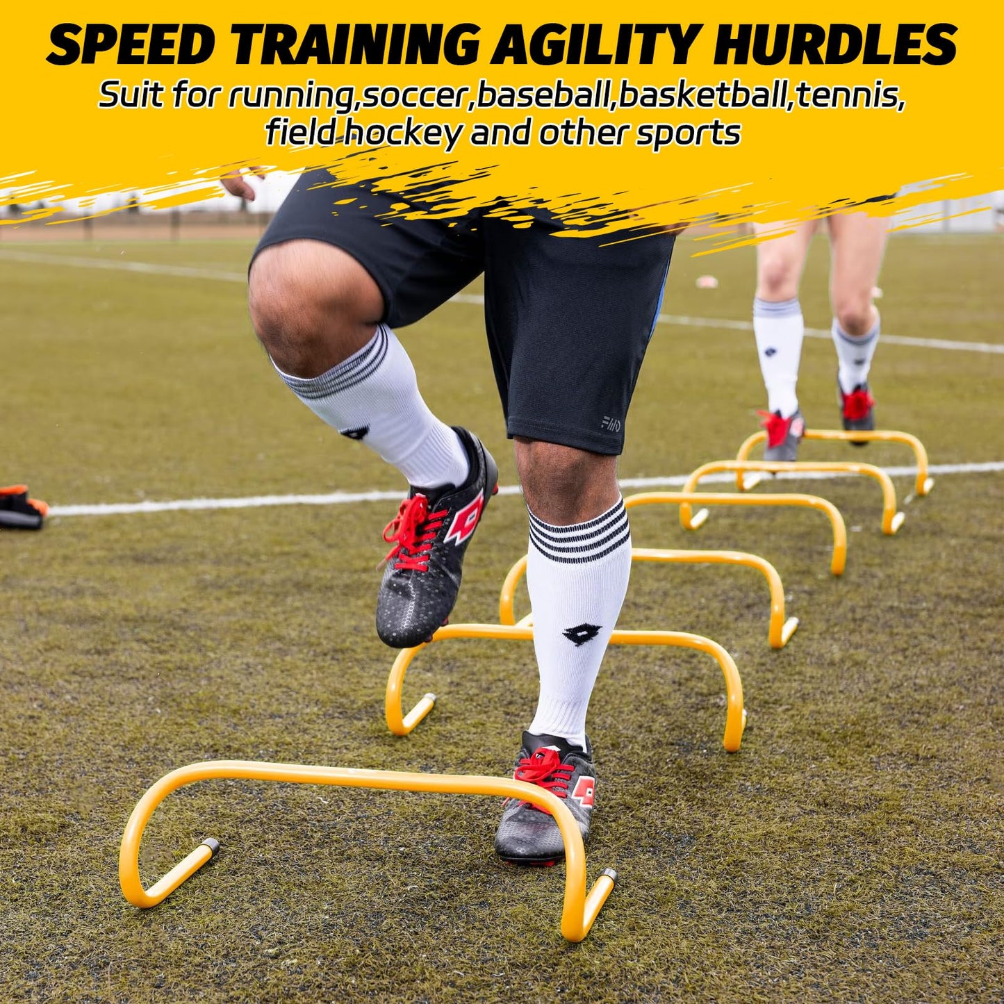 WOPPLXY 6 Pcs Speed Agility Training Hurdles, 6'' Detachable Agility Training Hurdles, Speed Training Agility Hurdles, Speed and Agility Training Equipment for Athletes, Soccer Training(Yellow)