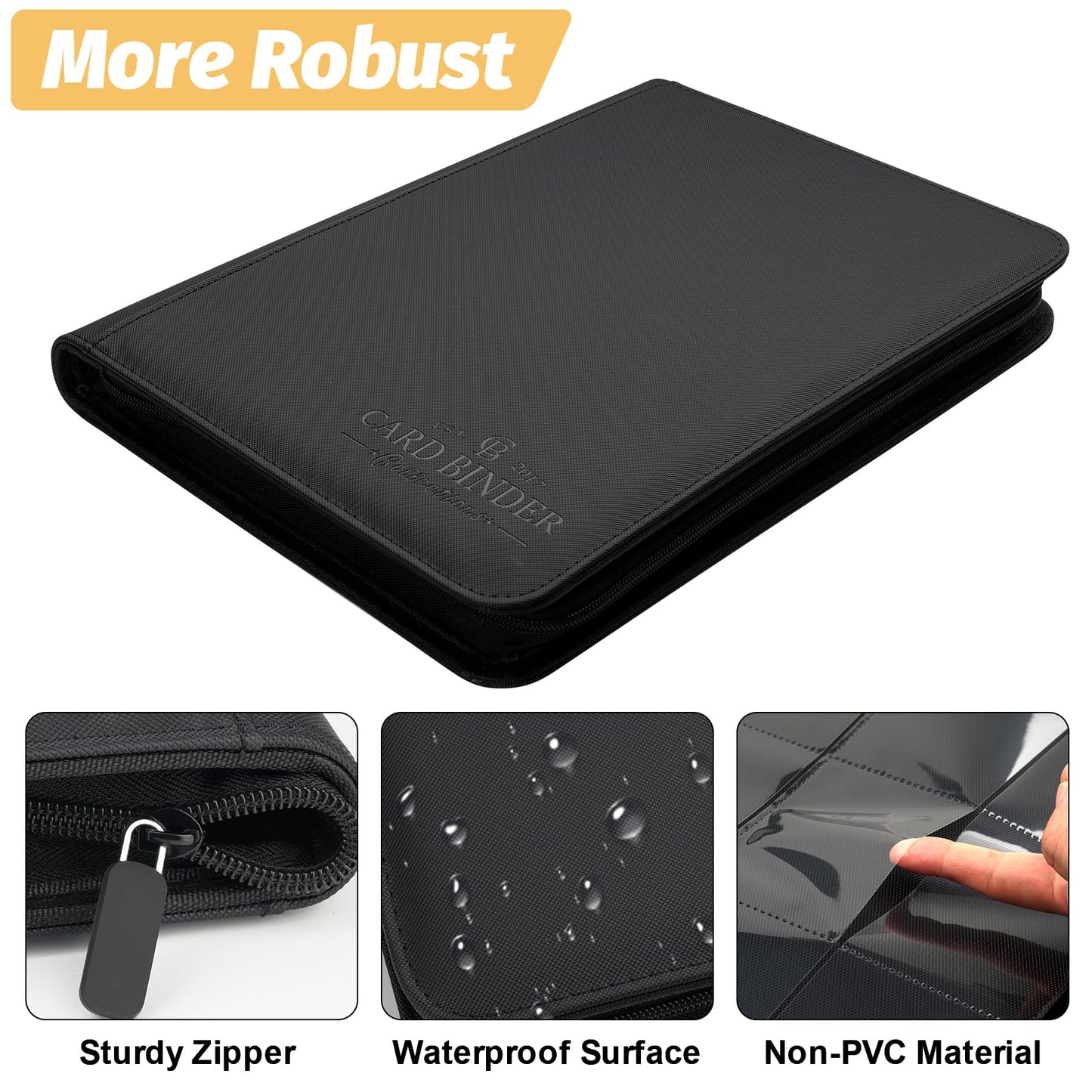 9 Pockets Card Binder,Premium Zip Trading Card Binder,540 Double Sided Pocket PU Collection Binder, Collector Album, Card Folder for MTG, TCG, Business Cards.(Black)