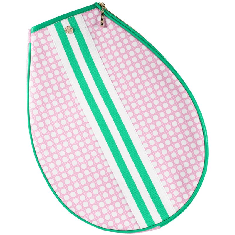 Lilly Pulitzer Tennis Tote Bag with Removable Shoulder Strap, Large Tennis Shoulder Bag for Tennis Racket, Pickleball, Racket Sports, Travel Bag, Pink Caning