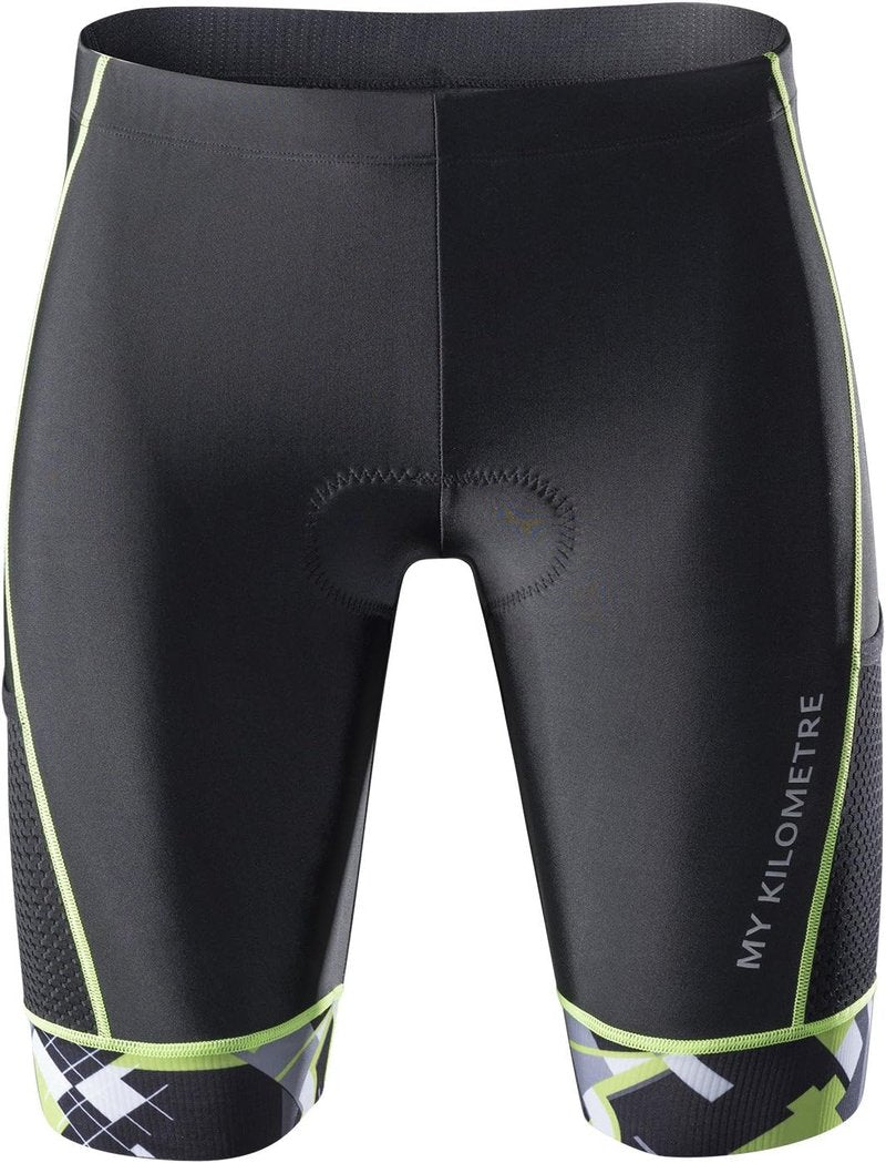 Mens Triathlon Shorts - Adjustable Drawstring & Easy Reach Pockets - Chamois for Long-Distance Races