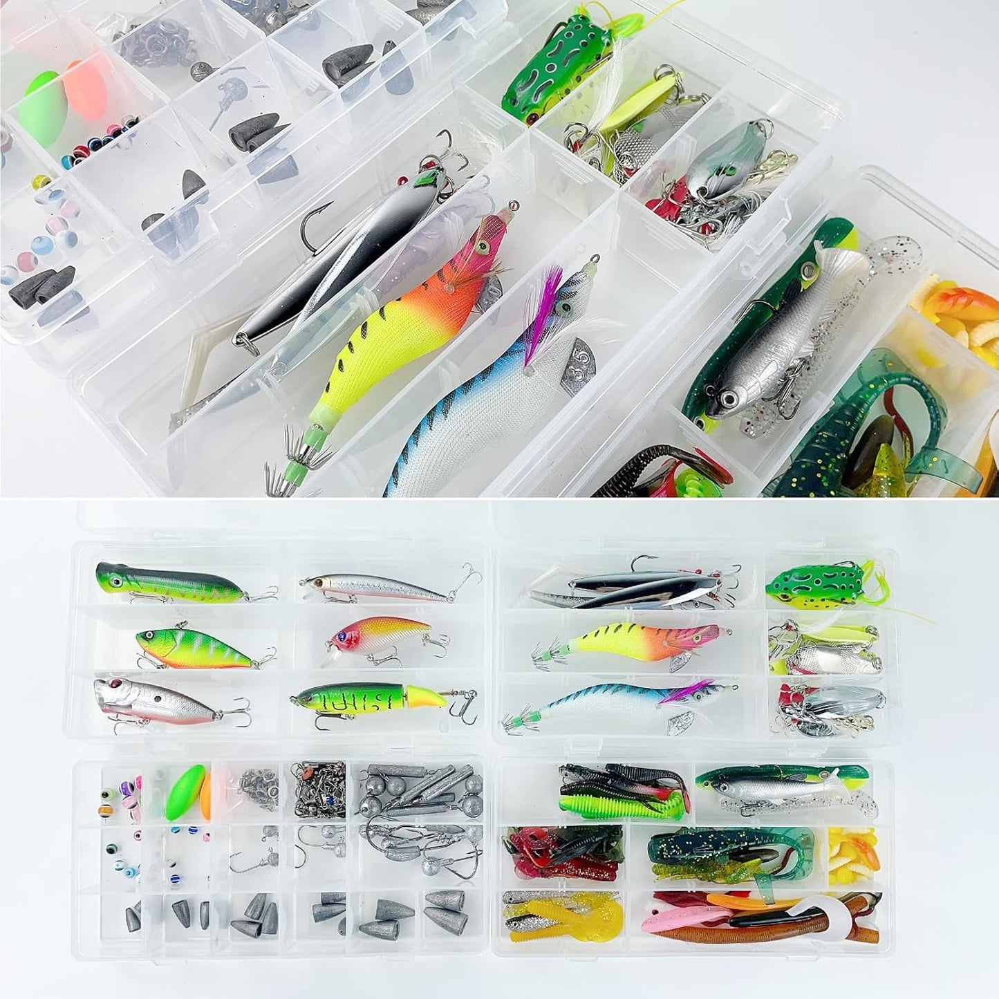 Fishing Lures Kit - 346-Piece Tackle Box Set with Crankbait, Minnow, Spinnerbaits & More for Freshwater/Saltwater Fishing