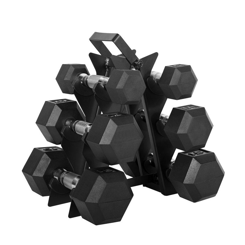CAP Barbell 60-Pound Coated Hex Dumbbell Set with Dumbbell Stand, Black (SDRS-60RK03)