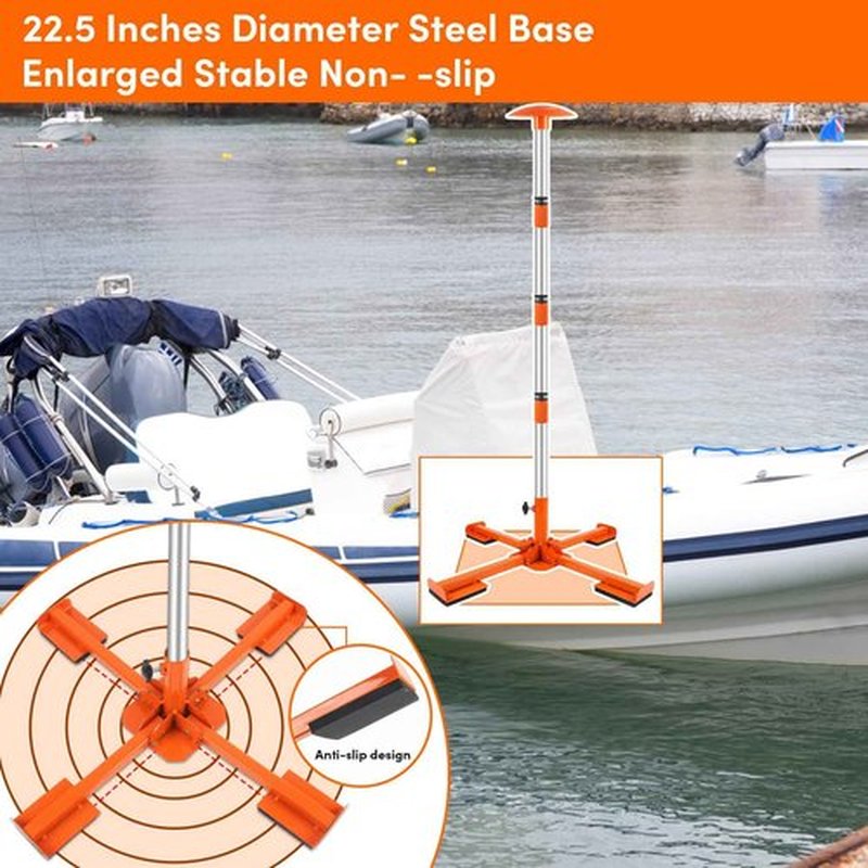 VEITHI Boat Cover Support Poles Heavy Duty 2 Pack,21” to 58” Aluminum Pontoon Telescoping Boat Cover Support System with Metal Cross Base and Adjustable Strap - Orange