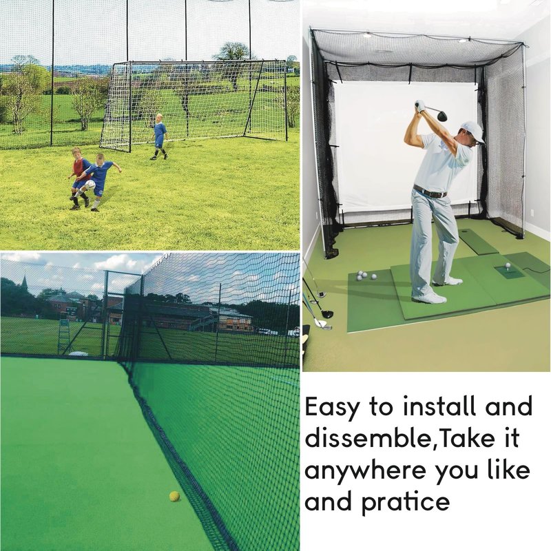 Golf Practice Net,Heavy Duty Nylon Golf Hitting Net,Golf Net Outdoor Indoor with Wire Hanging Kit,Golf Nets for Backyard Driving，Golf,Baseball, Hockey, Soccer（10/15/20/25/30ft (Black-10x10ft)