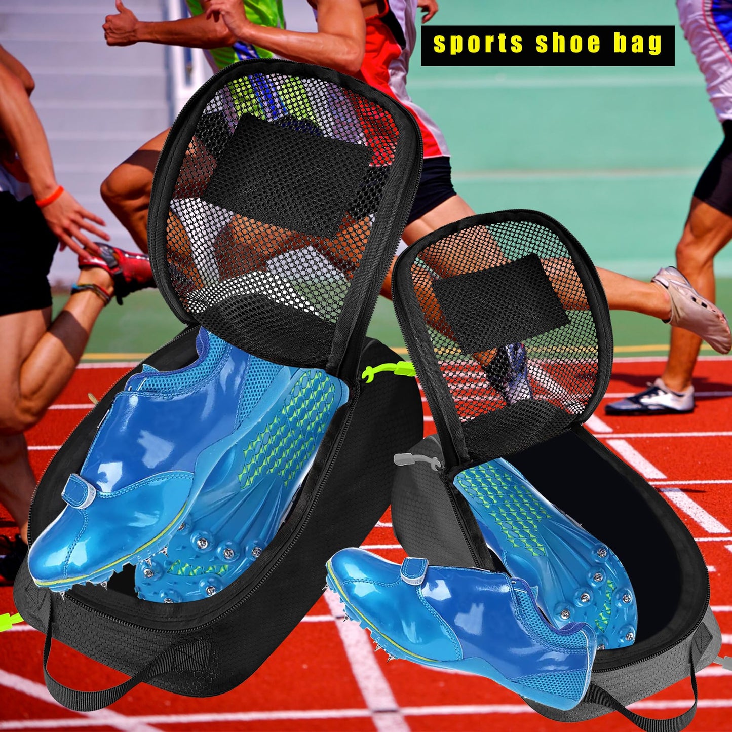 yoson.k Sports Soccer Shoe Gloves Carring Zipped Bag with Patches (1, Black)