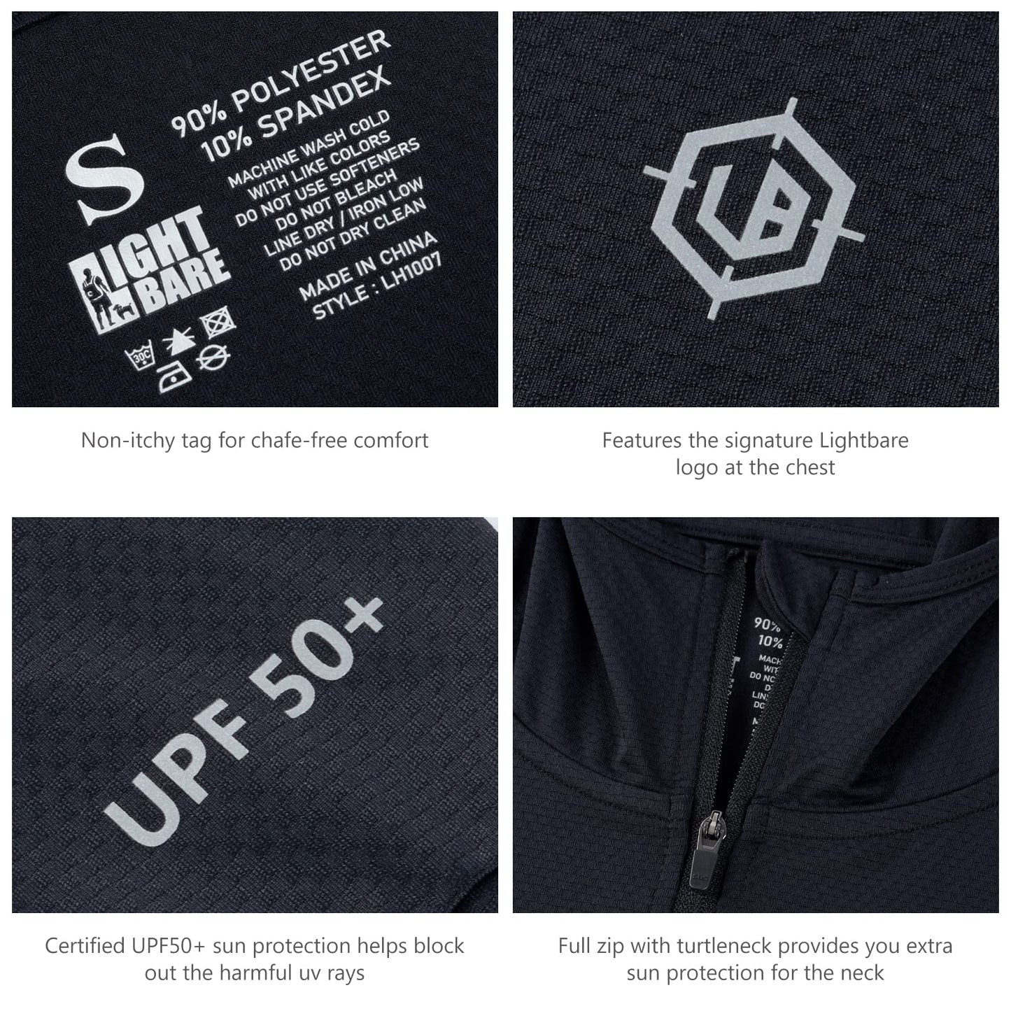 Lightbare Women's UPF 50+ Full Zip Hoodie Jacket Long Sleeve Hooded Sun Shirt with Pockets