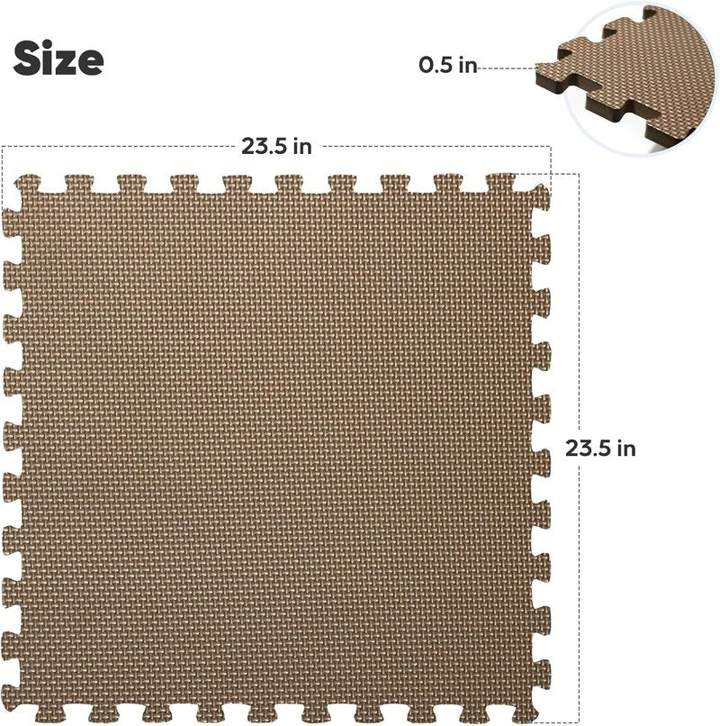 Puzzle Exercise Mat - 32 Pack EVA Interlocking Foam Tiles for Home Gym & Kids' Play Areas | Blue, 24” x 24” x ½”
