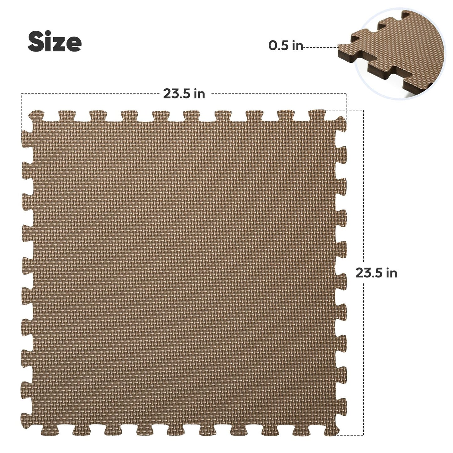 Home Gym Mat, Puzzle Exercise Mat, EVA Interlocking Foam Floor Tiles for Home Workout Equipment and Kids' Play Areas - Blue, 24 in x 24 in x ½ in - (Brown, 12 Pack (48 SQ FT))