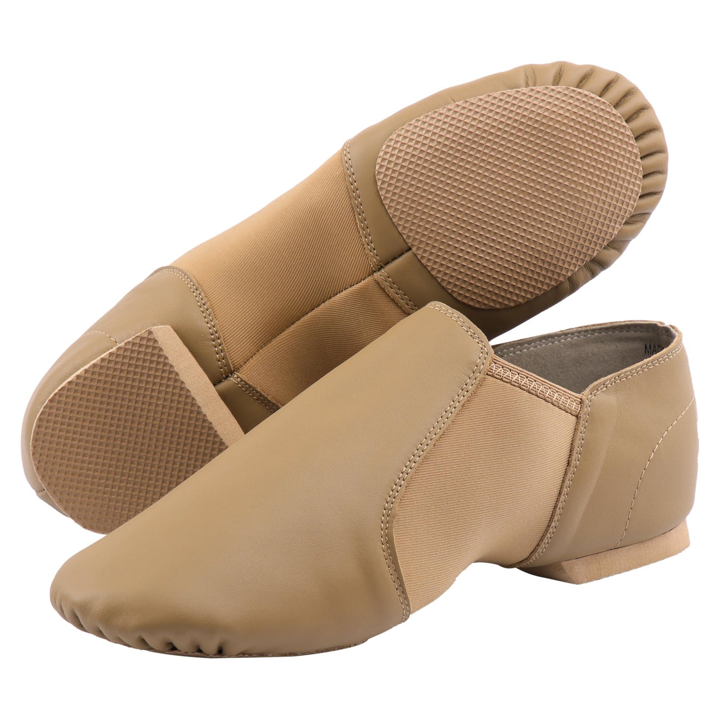 Linodes (Tent Leather Upper Jazz Shoe Slip-on for Women and Men's Dance Shoes Brown 9M