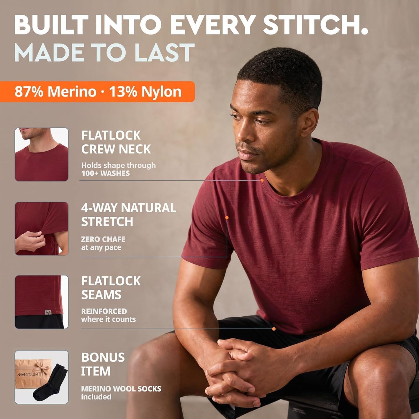 Merino Wool T-Shirt for Men - Lightweight Base Layer Undershirt | Perfect for Equestrian Activities