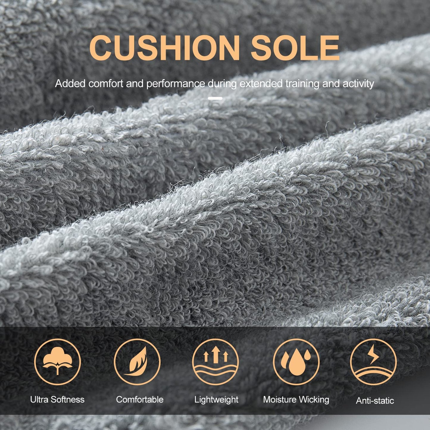 CS CELERSPORT Ankle Athletic Running Socks Low Cut Sports Tab Socks for Men and Women (6 Pairs), Medium, Grey