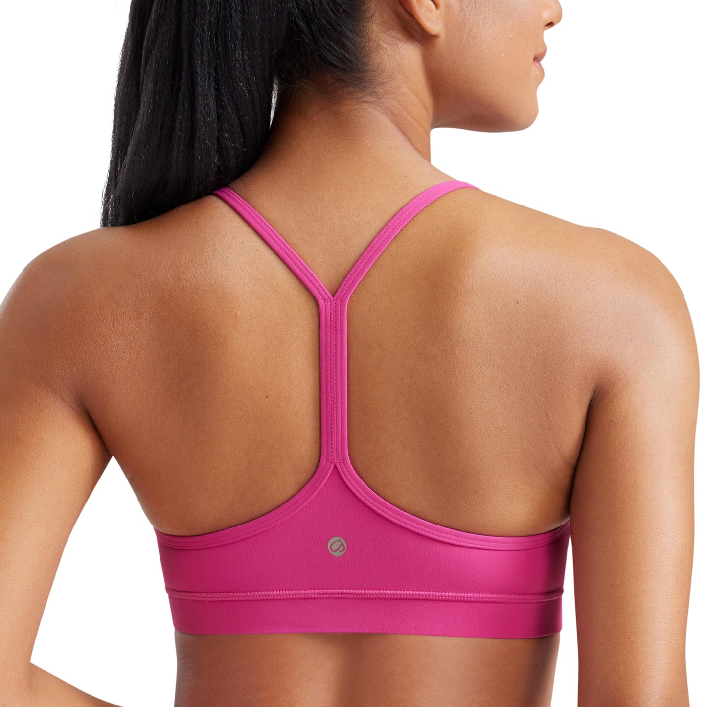 CRZ YOGA Butterluxe Y Back Sports Bras for Women - Padded Racerback Low Impact Spaghetti Thin Strap Workout Yoga Top Hibiscus Purple X-Small