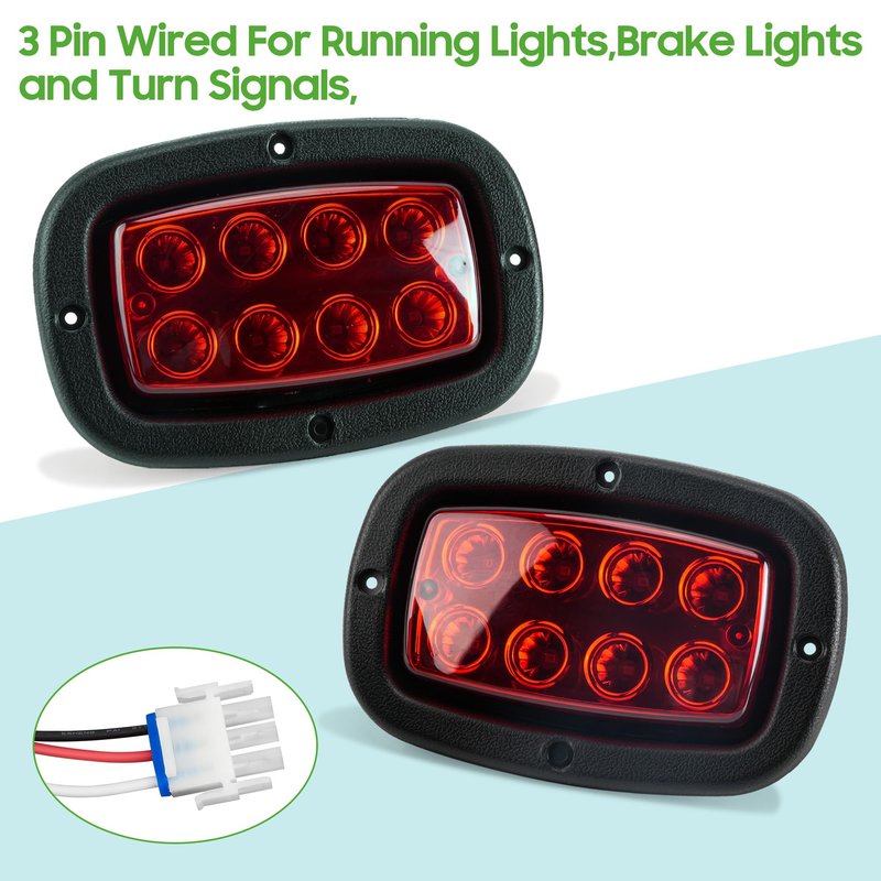 10L0L Golf Cart Taillight Kit for Yamaha G14 G16 G19 G22 Club Car DS with 3 Wire Wiring Plug Turn Signal And Brake Light Golf Cart Rear Tail Light OEM: 1017035