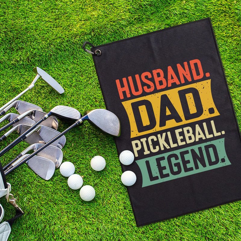 GEYGIE Husband Dad Pickleball Legend Printed Microfiber Pickleball Towel with Clip, Funny Pickleball Towel Gifts for Men Dad Grandpa, Fathers Day Birthday Gift for Pickleball Lover