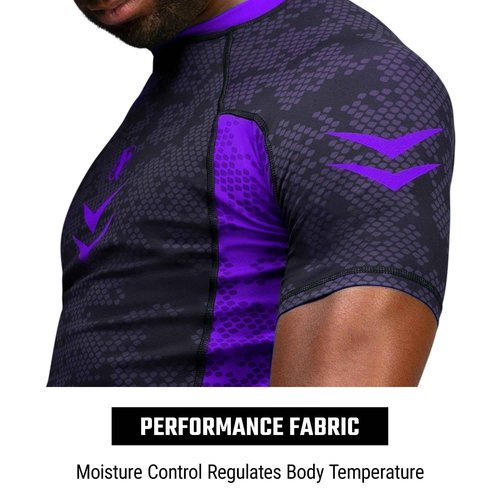 Hayabusa Ranked BJJ Rash Guards for Men Short Sleeve - Purple, X-Small