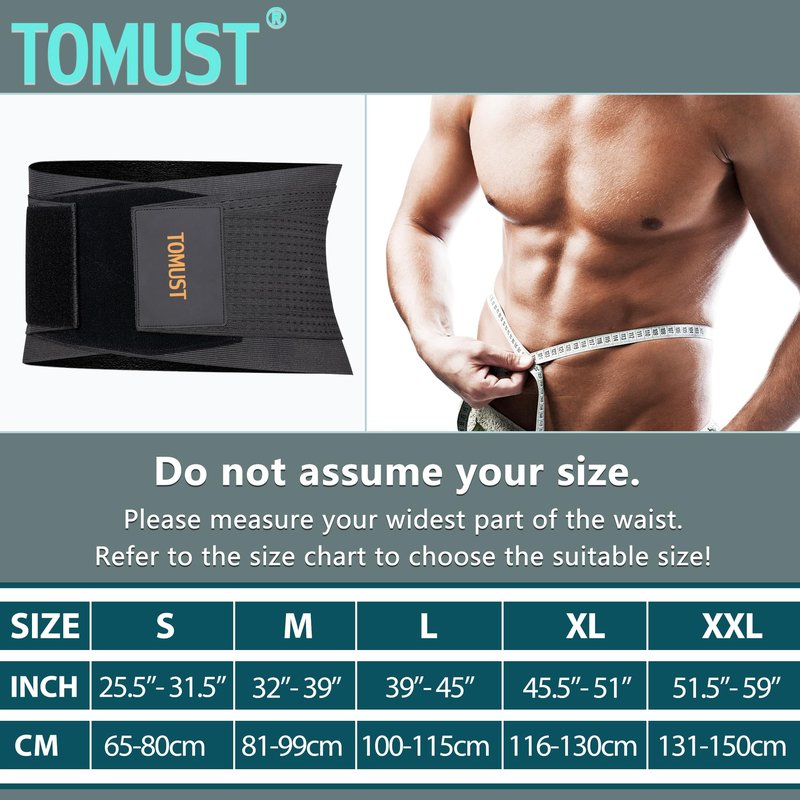 TOMUST Back Brace for Lower Back Pain Relief, Lumbar Support Belt with Dual Adjustable Straps for Lifting, Working, Sitting and Daily Support for Men Women, L