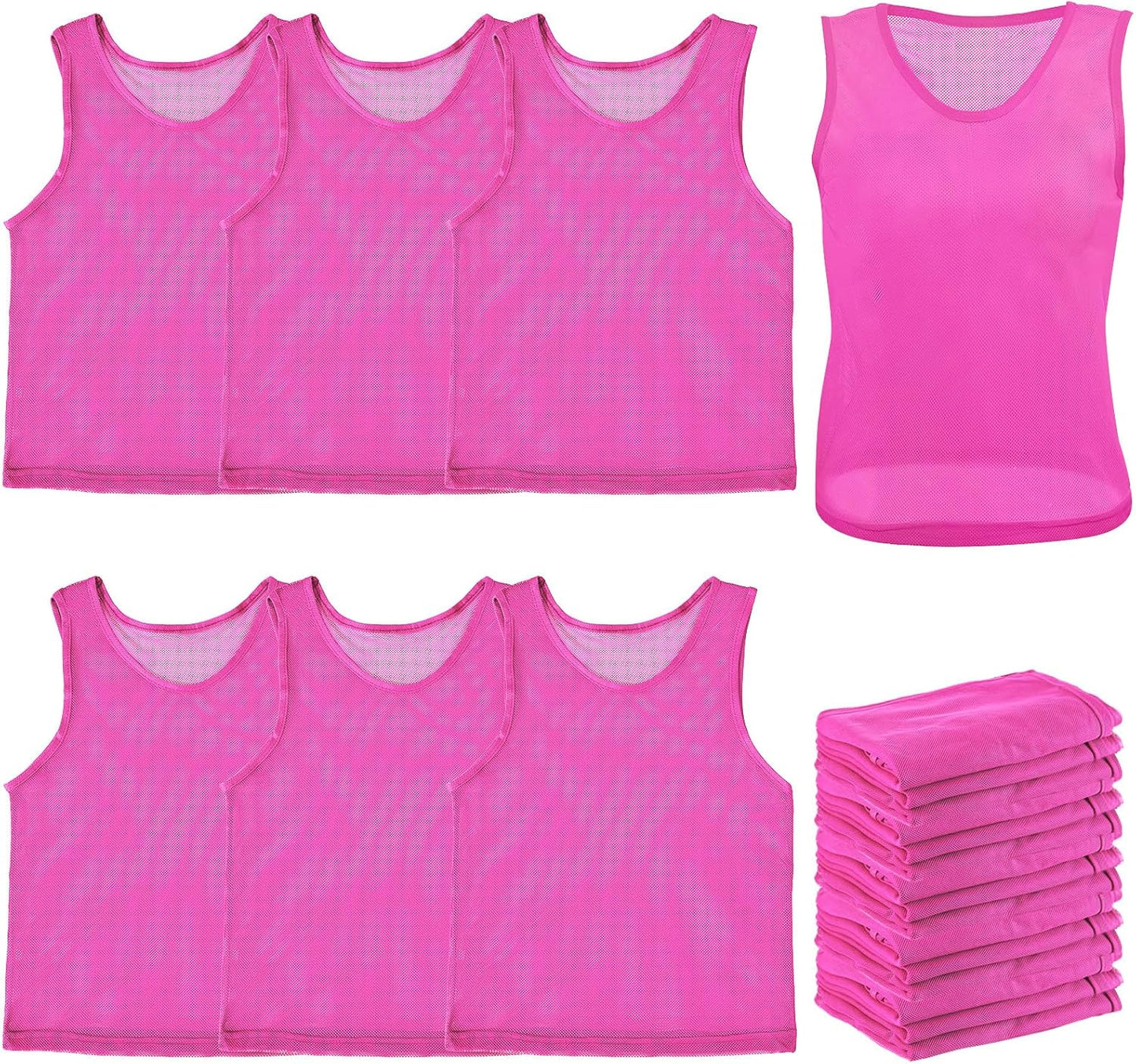 Team Practice Pinnies - 24 Pcs Nylon Mesh Scrimmage Vests for Soccer & Basketball | Lightweight & Durable