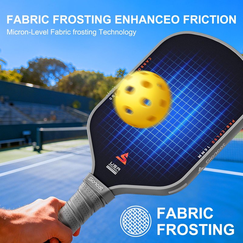 Sioncot Thermoformed Carbon Fiber Pickleball Paddle - Textured Grip, Larger Sweet Spots for Max Spin, Control & Power - 16mm Polypropylene Honeycomb Core for All Skill Levels, 8.0 oz