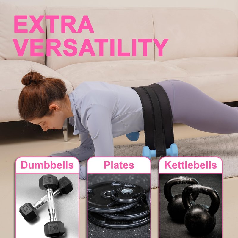 SOCASA Hip Thrust Belt with 5 Resistance Bands Set – Slip-Resistant Padding for Glute Workouts, Adjustable Booty Belt for Dumbbells, Kettlebells, and Weight Plates, Home & Gym Glute Trainer (Black)