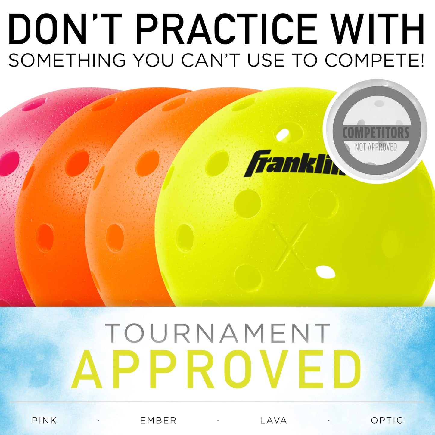 Franklin Sports Outdoor - X-40 Pickleball Balls - USA (USAPA) Approved - 12 Pack Outside - Optic Yellow - US Open Ball