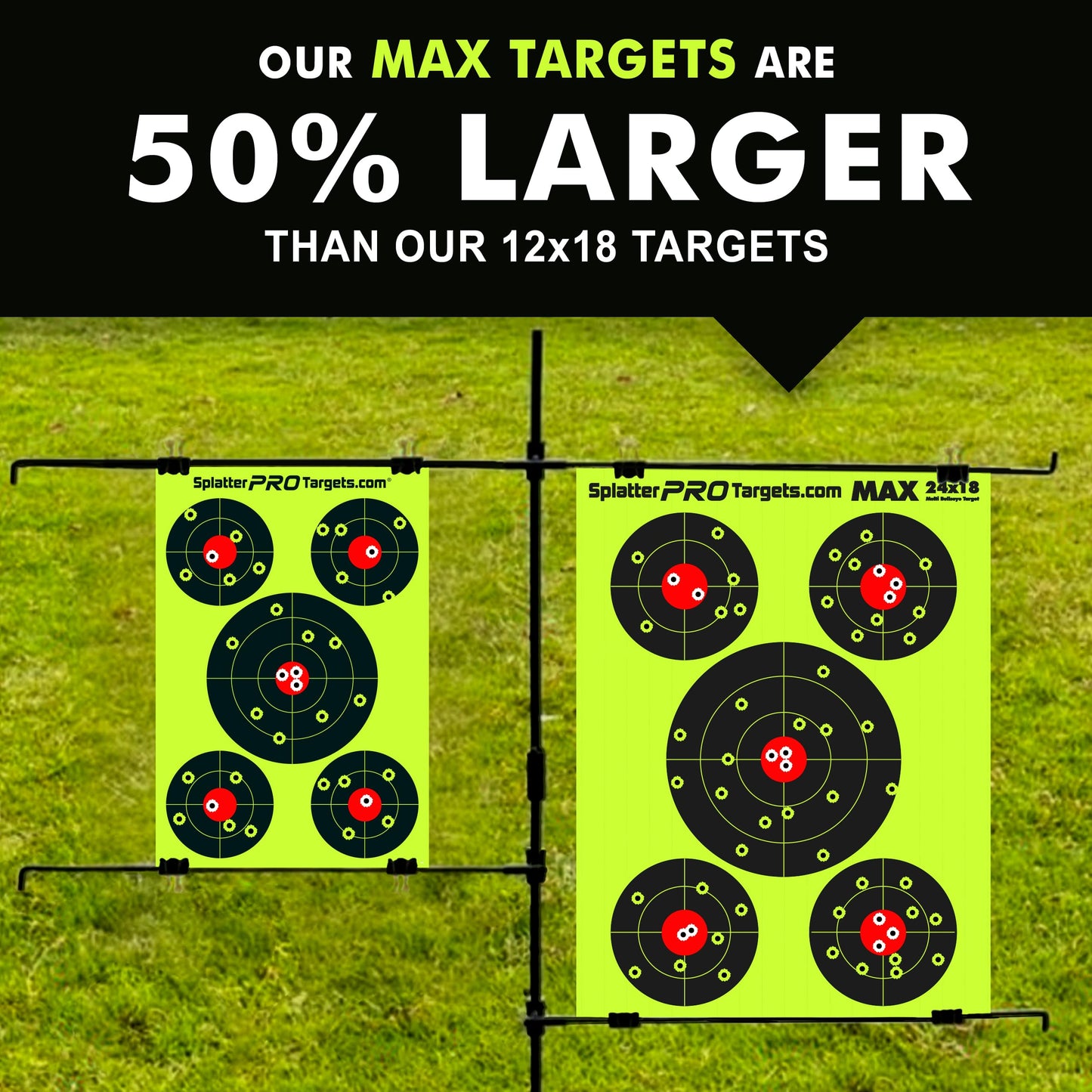 18x24 Extra Large Splatter Targets. Two Color Splatter to Easily See Your Shots! Bright Fluorescent Yellow and White Splatter. (10)
