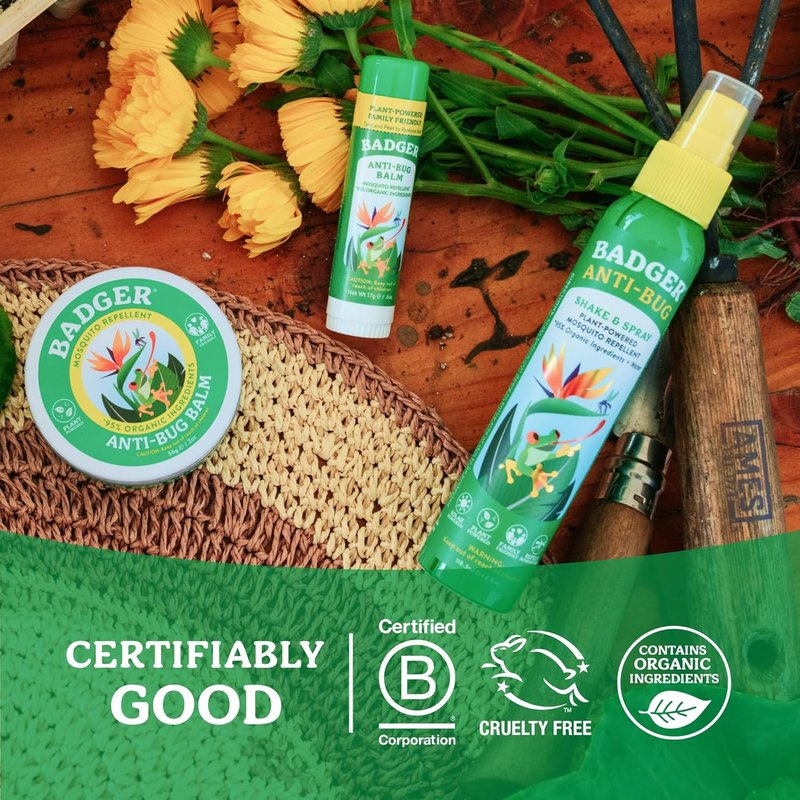 Badger Bug Spray - DEET-Free Mosquito Repellent with Citronella & Organic Oils | Family-Friendly 4 fl oz, 2-Pack