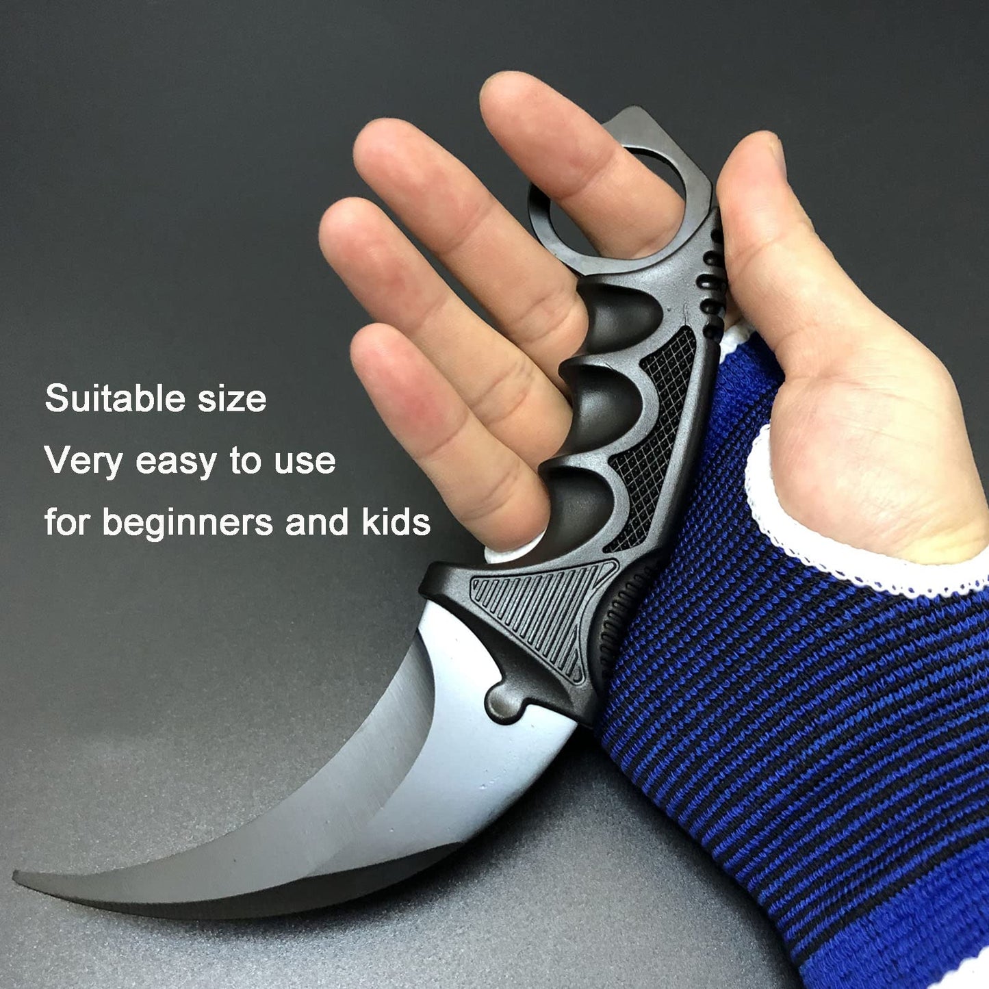 MSGumiho Karambit Knife Trainer No Offensive Karambit Trainer Stainless Steel Practice Training Knife Karambit Knife with Sheath for Beginner 100% Safe Practice Knives Trainer Tool (Black)