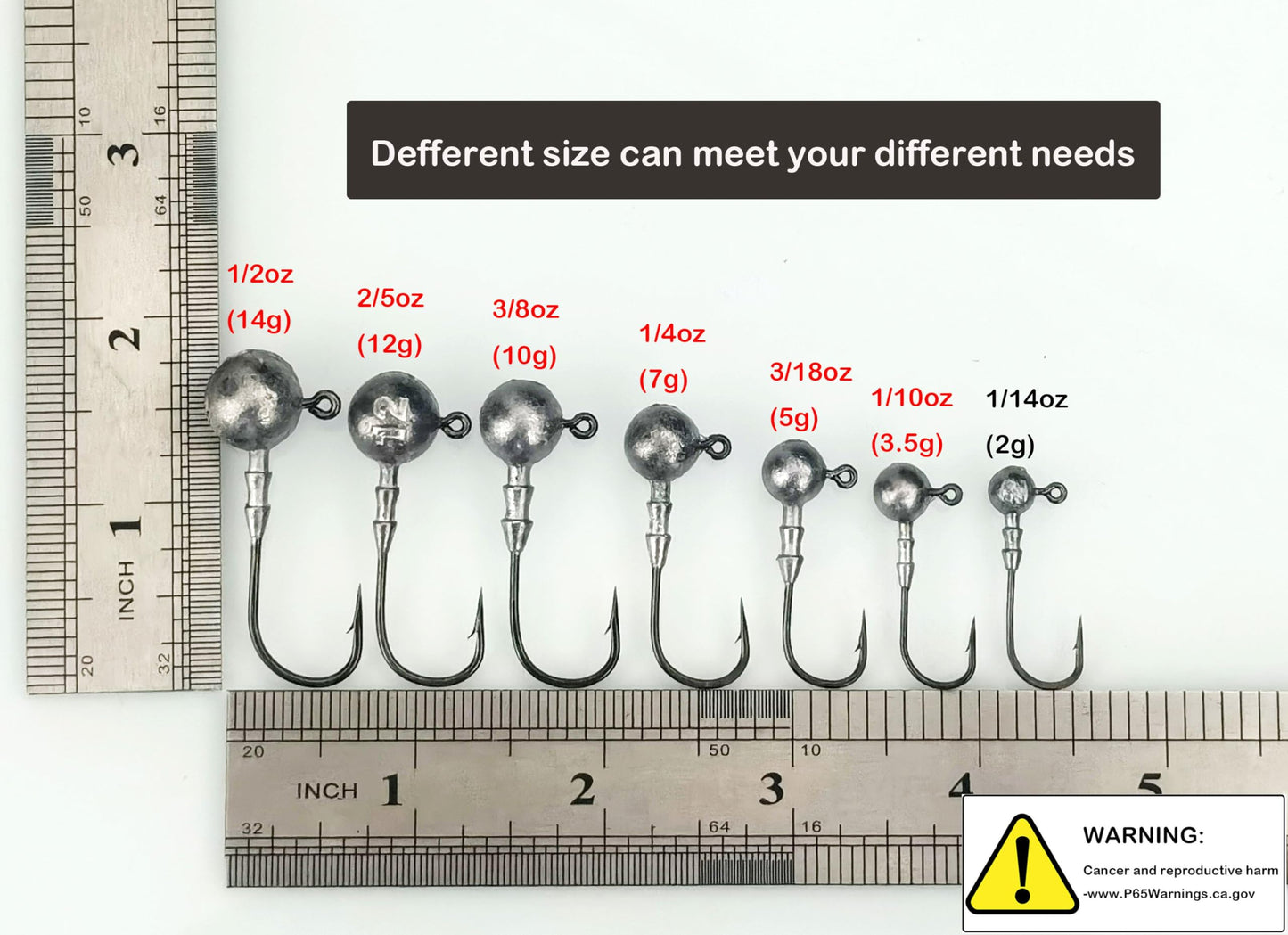 Laxygo 10pcs/Pack Fishing Jig Head Hooks Lead Jig Head Crappie Jigs Round Ball Sharp Jig Hooks Assortment for Bass Fishing Saltwater Freshwater 1/14oz-1/2oz (3/18oz(5g)-10pcs, Round Jig)