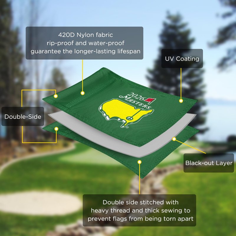 CoGolfing 2025 Grand Slam Golf Flag Mini, 8x6 Inch, Double-Sided Silk-Screened, Fade-Resistant 420D Nylon, Ideal for Backyard Practice Putting Green, 4-Pack