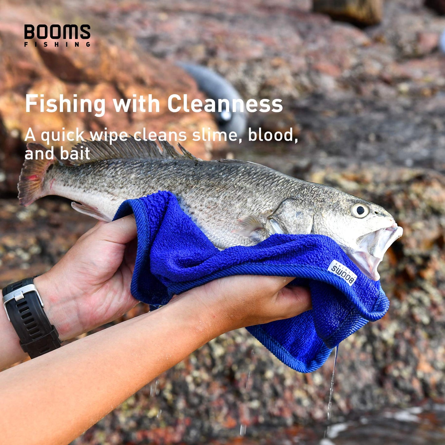 Booms Fishing B0T Microfiber Fishing Towel with Clip, 3 Pack Blue