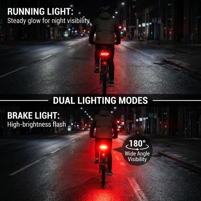 MOONDKIST Electric Bicycle Rear Light, 2 in 1 Bicycle Tail Light Running Light Brake Light, 36-48V Bicycle Accessories Safety Warning Lights, Tail Light Accessories