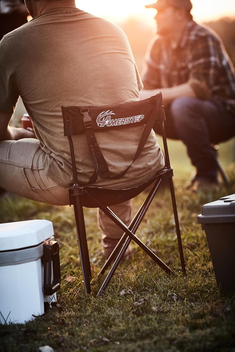 Portable Folding Hunting Tripod Blind Chair - Lightweight Design with Backrest | Mossy Oak Break-Up Country