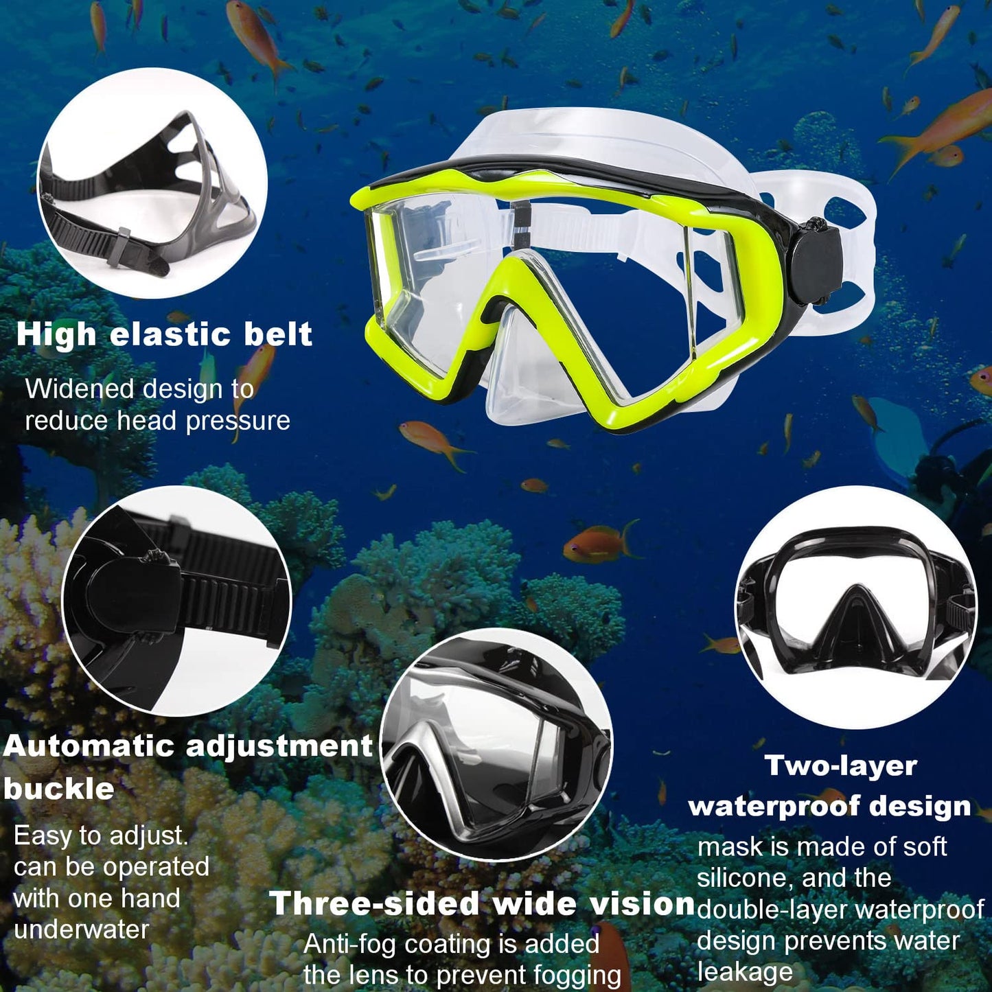 AQUA A DIVE SPORTS Diving mask Anti-Fog Swimming Snorkel mask Suitable for Adults Scuba Dive Swim Snorkeling Goggles Masks