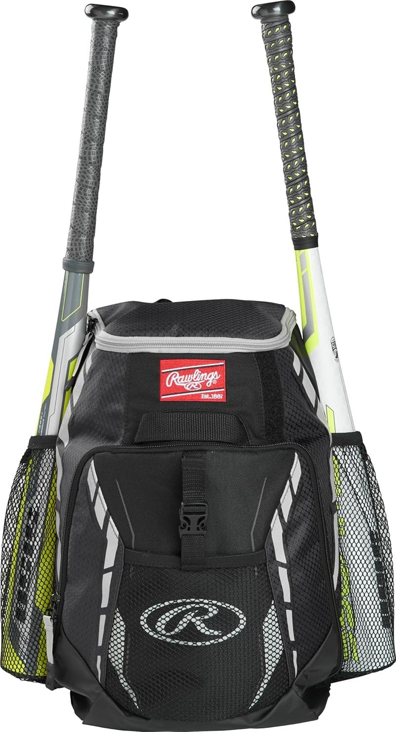 Rawlings R400 Baseball & Softball Backpack - Durable Equipment Bag for T-Ball, Recreation & Travel | Multiple Colors Available