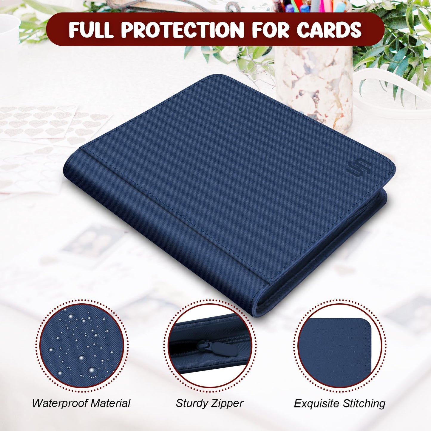 Toploader Binder 4 Pocket, HYMENEX Top Loader Card Binder Holds 112 Toploader Cards for Trading Sports Cards - Black